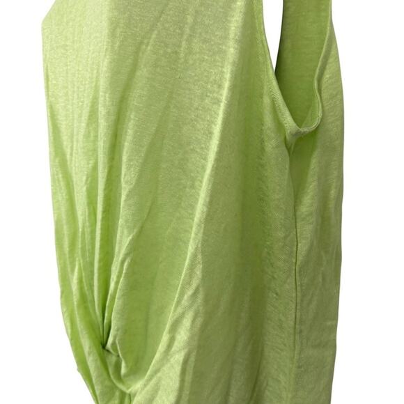 J Jill Love 100% Linen Knot Front Sleeveless Knit Lime Green Top Shirt sz L - Picture 9 of 16